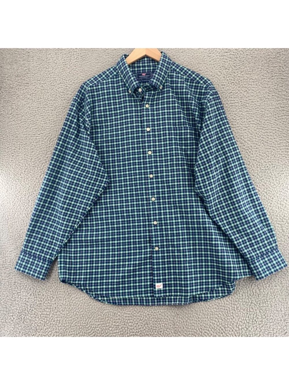 Vineyard Vines Shirt Mens 2XL Murray Blue Green Classic Fit Performance Flannel